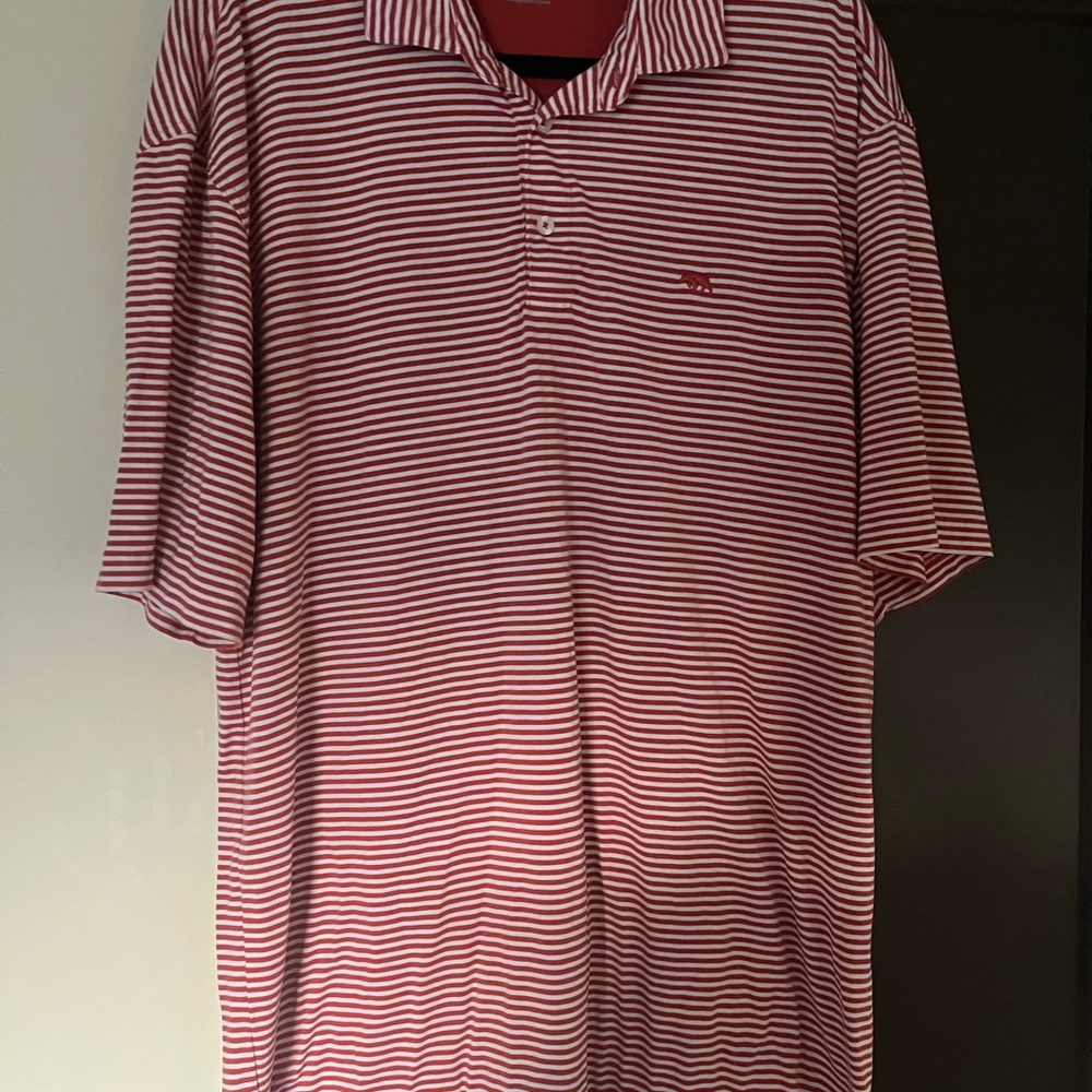 Classic Red and White Striped Men's Polo